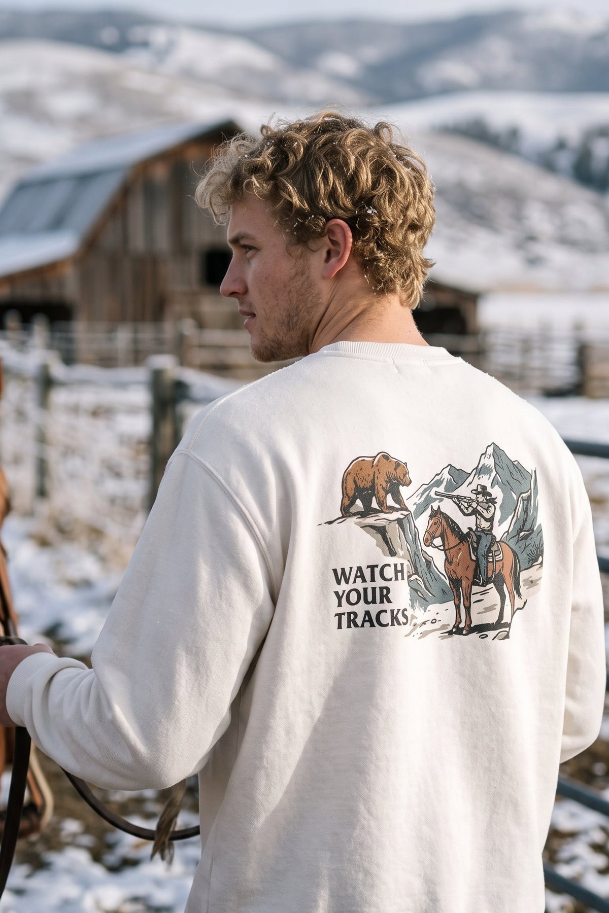 'Watch Your Tracks' Graphic Sweatshirt